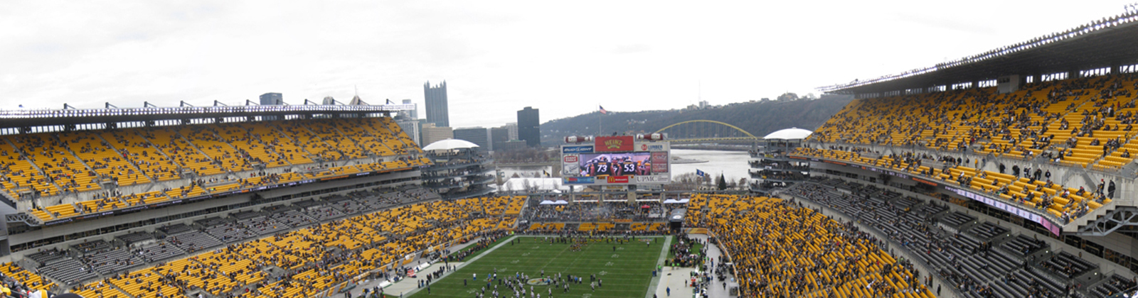 Panoramic view of the seating bowl at Acrisure Stadium in Pittsburgh, Pennsylvania, before a Steelers football game