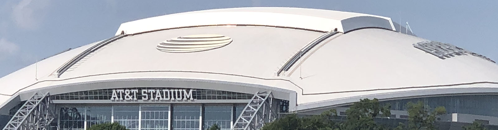 Panoramic view of the exterior at AT&T Stadium in Arlington, Texas