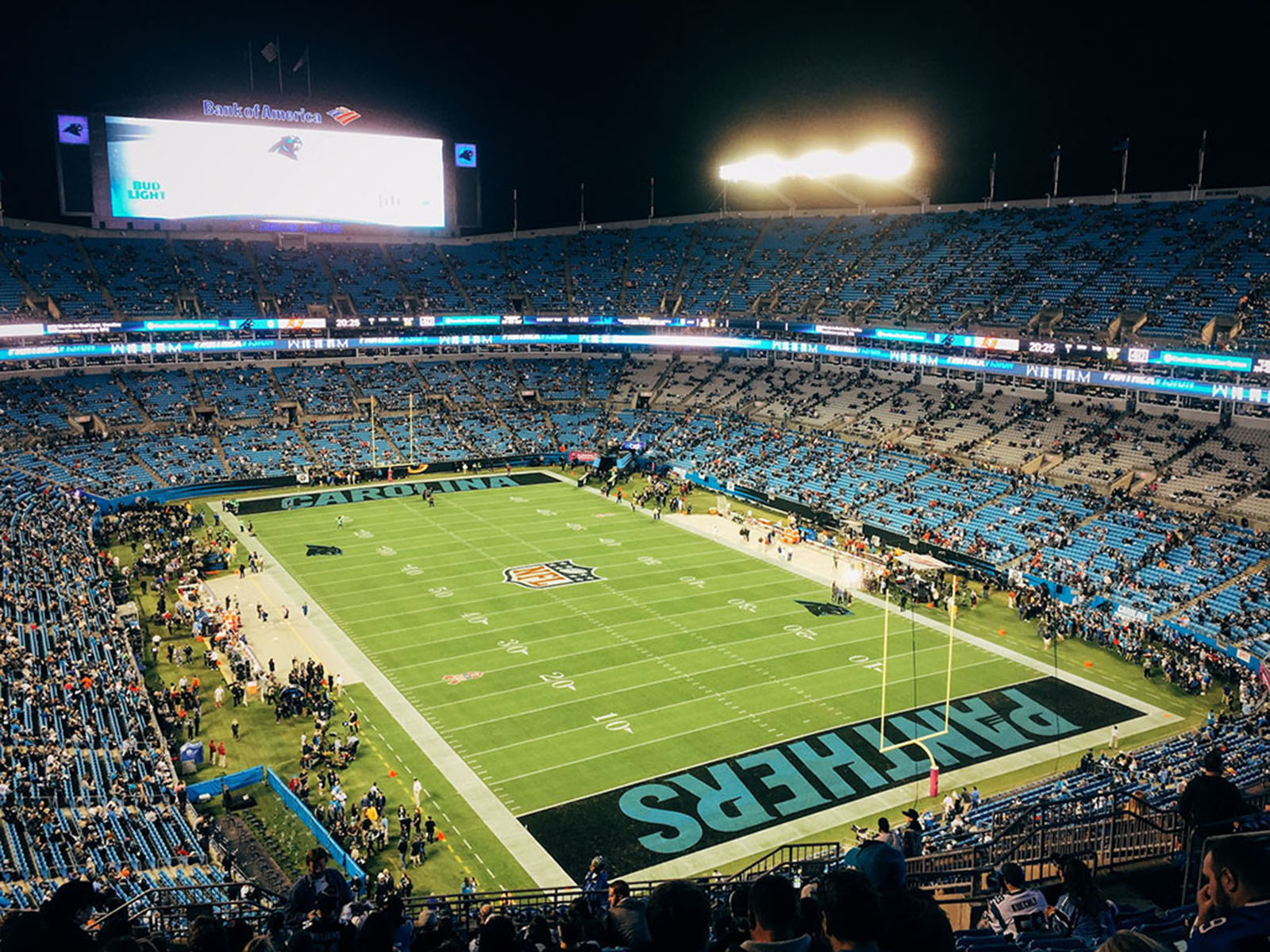 View of the field at Bank of America Stadium in Charlotte, North Carolina, before a Carolina Panthers football game
