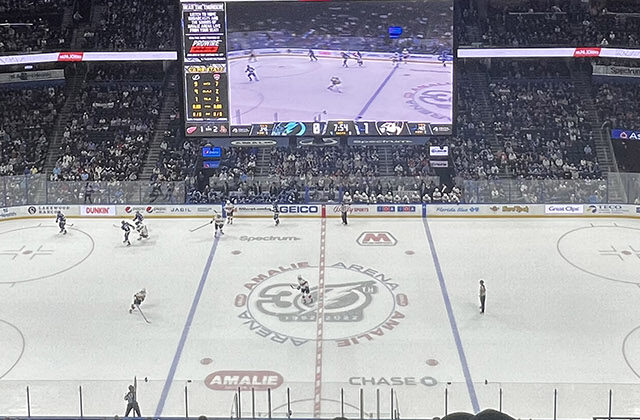 Panoramic view of the rink at Benchmark International Arena in Tampa, Florida