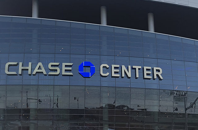 Exterior signage at Chase Center in San Francisco, California