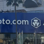 Exterior signage in front of Crypto.com Arena in Los Angeles, California