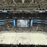 View of the ice during a Utah Mammoth game at the Delta Center in Salt Lake City