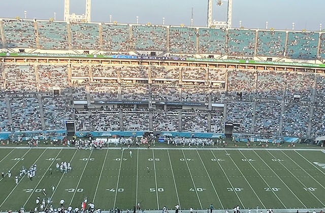 Panoramic view of EverBank Stadium in Jacksonville, Florida, during a Jaguars football game