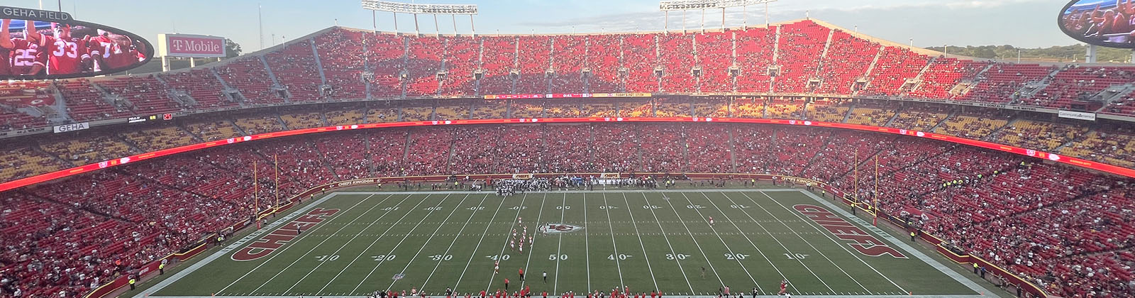 Panoramic view of the seating bowl at GEHA Field at Arrowhead Stadium in Kansas City, Missouri