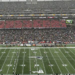 Panoramic view of the seating bowl at Gillette Stadium in Foxborough, Massachusetts, during a New England Patriots football game