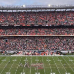 Panoramic view of the seating bowl during a Browns football game at Huntington Bank Field in Cleveland, Ohio