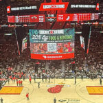 View of the court at Kaseya Center during a Miami Heat basketball game