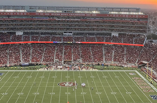 Panoramic view of the field at Levi's Stadium in Santa Clara, California, during a San Francisco 49ers game