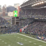 Panoramic view of the seating bowl at Lumen Field in Seattle, Washington, during a Seahawks football game