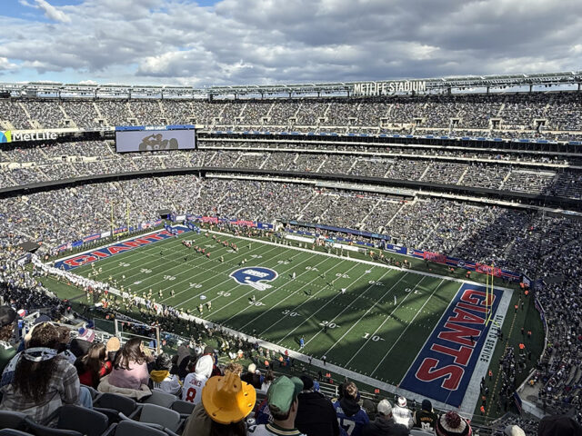 View of the field during a New York Giants game at MetLife Stadium in East Rutherford, New Jersey