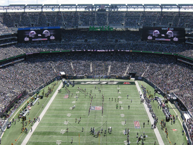 View of the field before a New York Jets game at MetLife Stadium in East Rutherford, New Jersey
