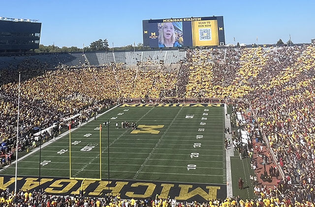 Panoramic view of the seating bowl at Michigan Stadium in Ann Arbor