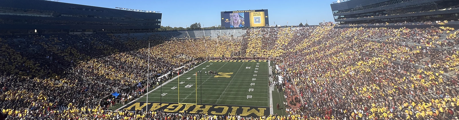 Panoramic view of the seating bowl at Michigan Stadium in Ann Arbor