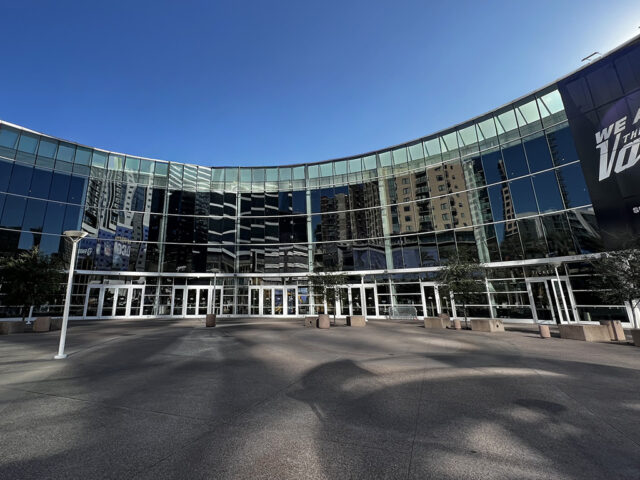 Entrance plaza in front of Mortgage Matchup Center in Phoenix, Arizona