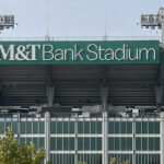 Exterior signage atop M&T Bank Stadium in Baltimore, Maryland