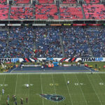 View of the field at Nissan Stadium in Nashville, Tennessee, before a Titans football game