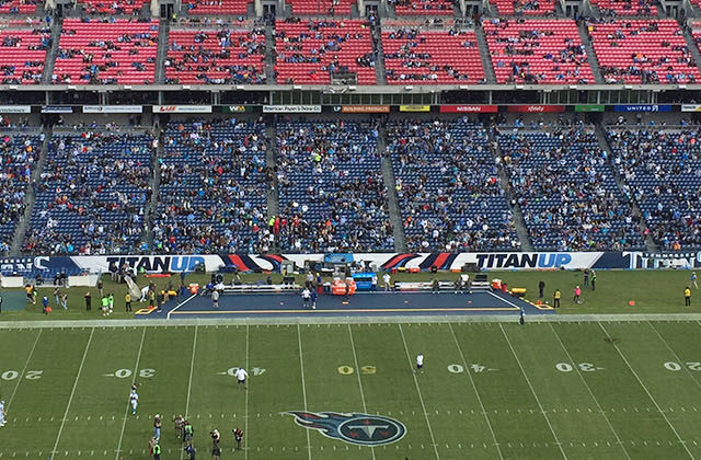View of the field at Nissan Stadium in Nashville, Tennessee, before a Titans football game