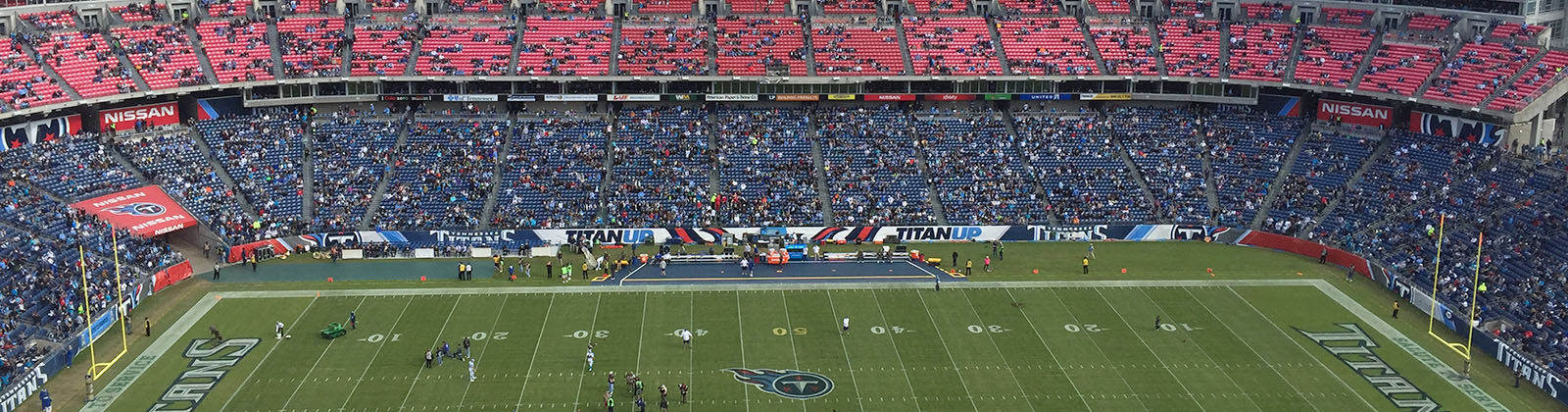View of the field at Nissan Stadium in Nashville, Tennessee, before a Titans football game