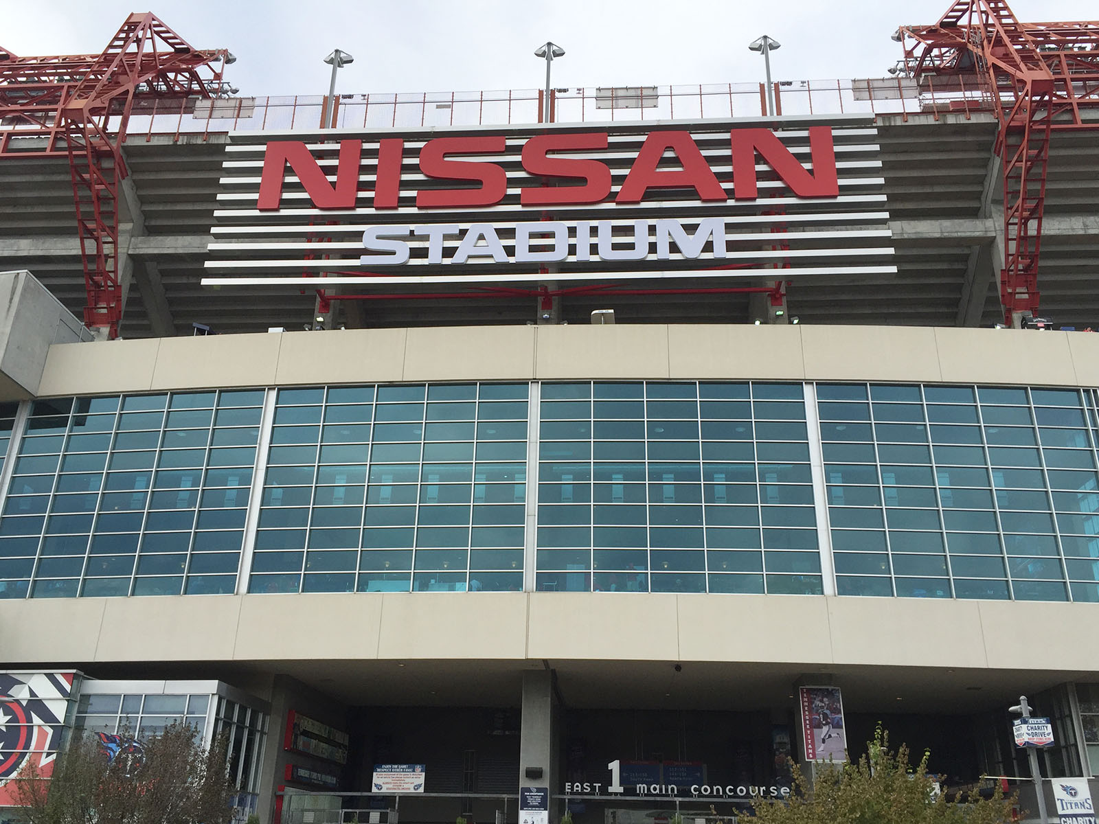 Nissan Stadium Tennessee Titans Exterior signage above an entrance gate at Nissan Stadium in Nashville, Tennessee