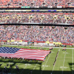 Panoramic view of the field at Northwest Stadium in Landover, Maryland, before a Washington Commanders football game