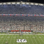 Panoramic view of the seating bowl at Paycor Stadium in Cincinnati, Ohio, during a Bengals football game
