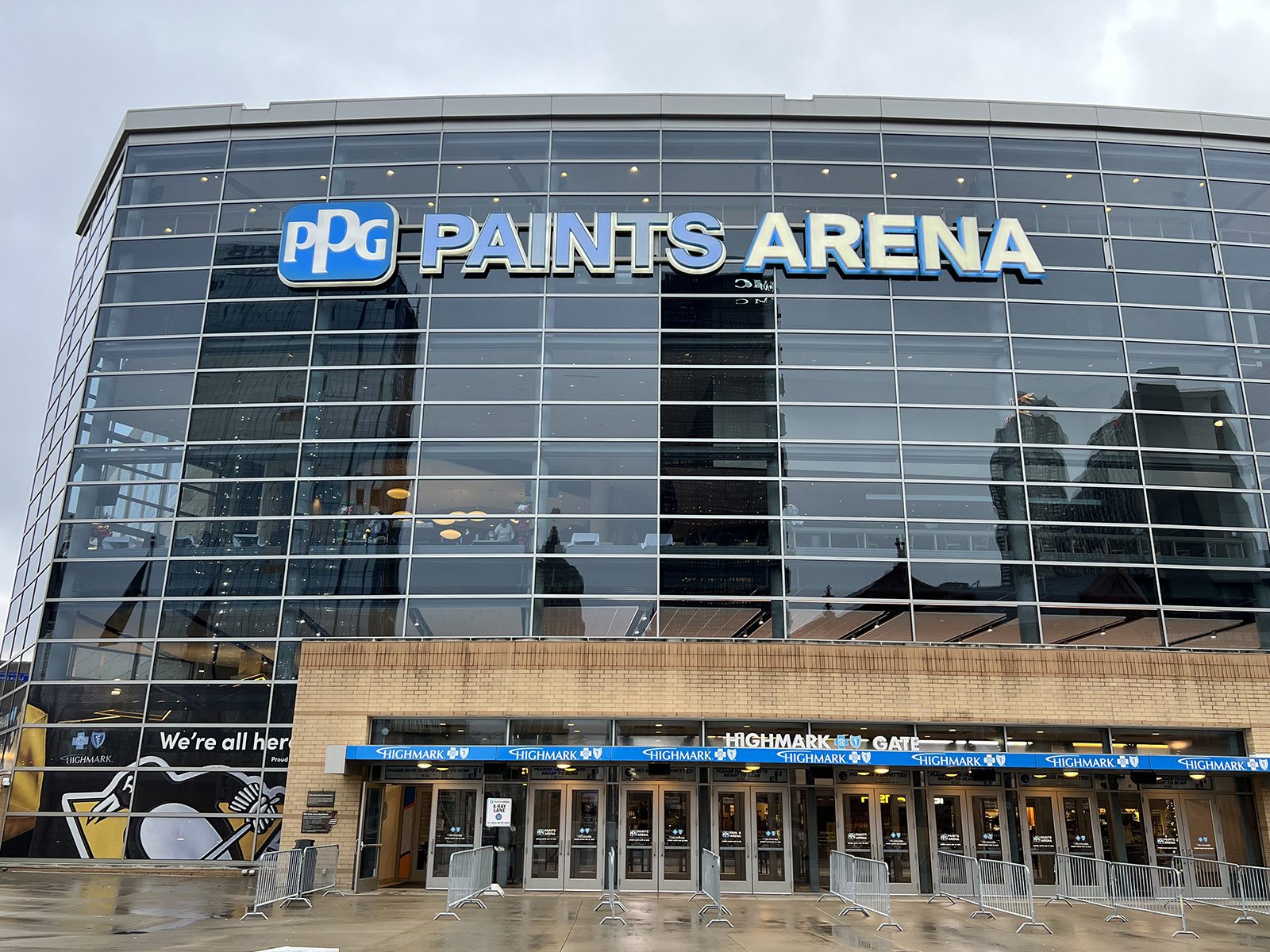 Exterior signage in front of PPG Paints Arena in Pittsburgh, Pennsylvania