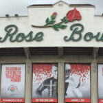 Panoramic view of the famous marquee at the Rose Bowl in Pasadena, California