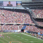 Panoramic view of the seating bowl at Soldier Field in Chicago, Illinois, during a Bears football game