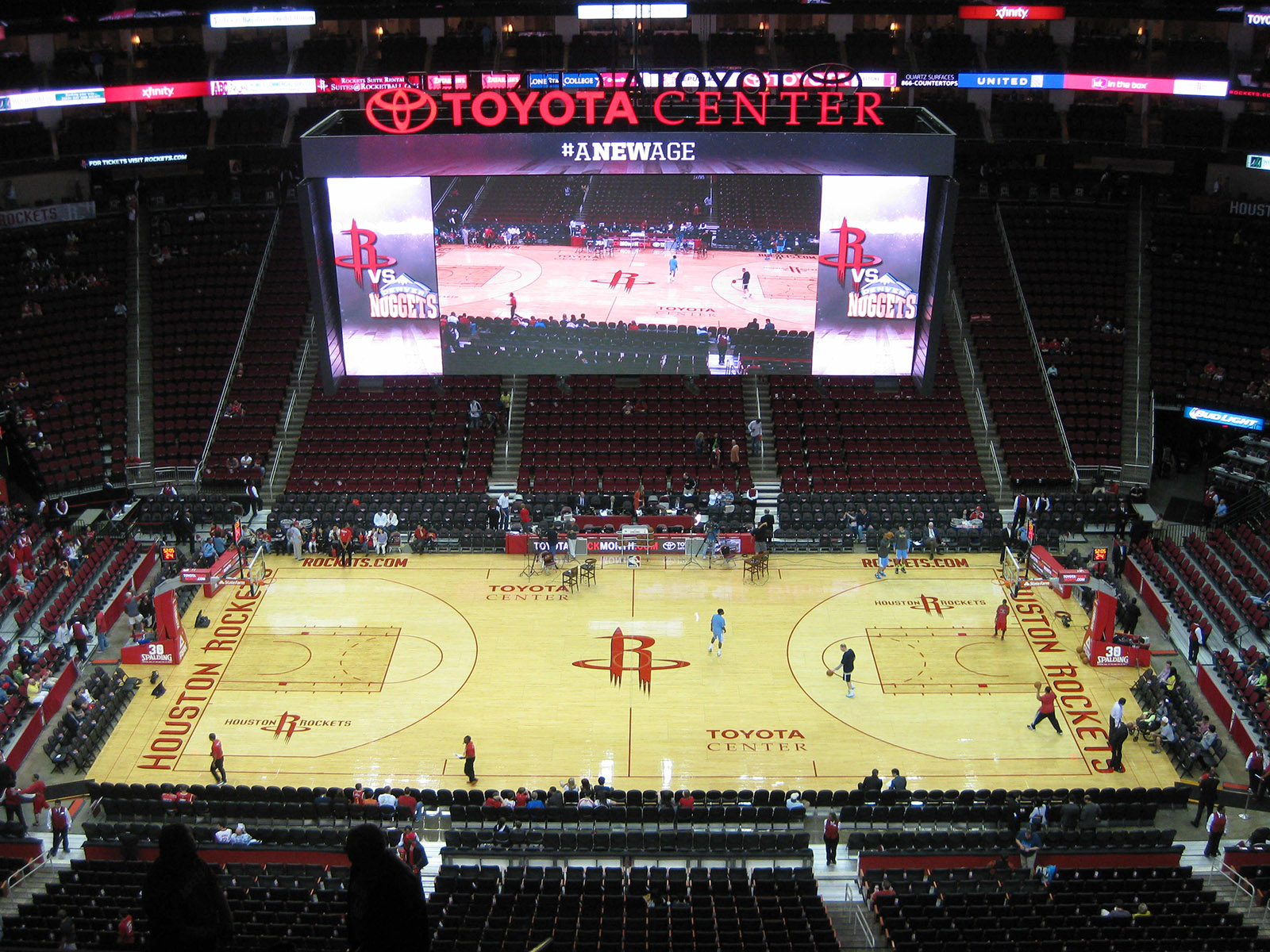 View of the court at Toyota Center in Houston, Texas, prior to a Rockets basketball game