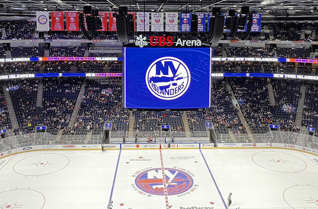 Panoramic view of the rink at UBS Arena in Elmont, New York