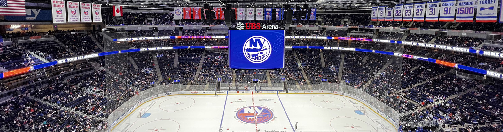 Panoramic view of the rink at UBS Arena in Elmont, New York