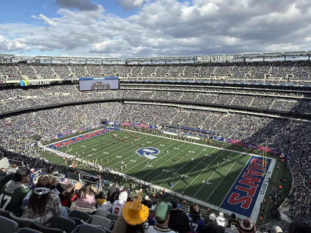 View of the field at MetLife Stadium in East Rutherford, New Jersey, during a New York Giants football game