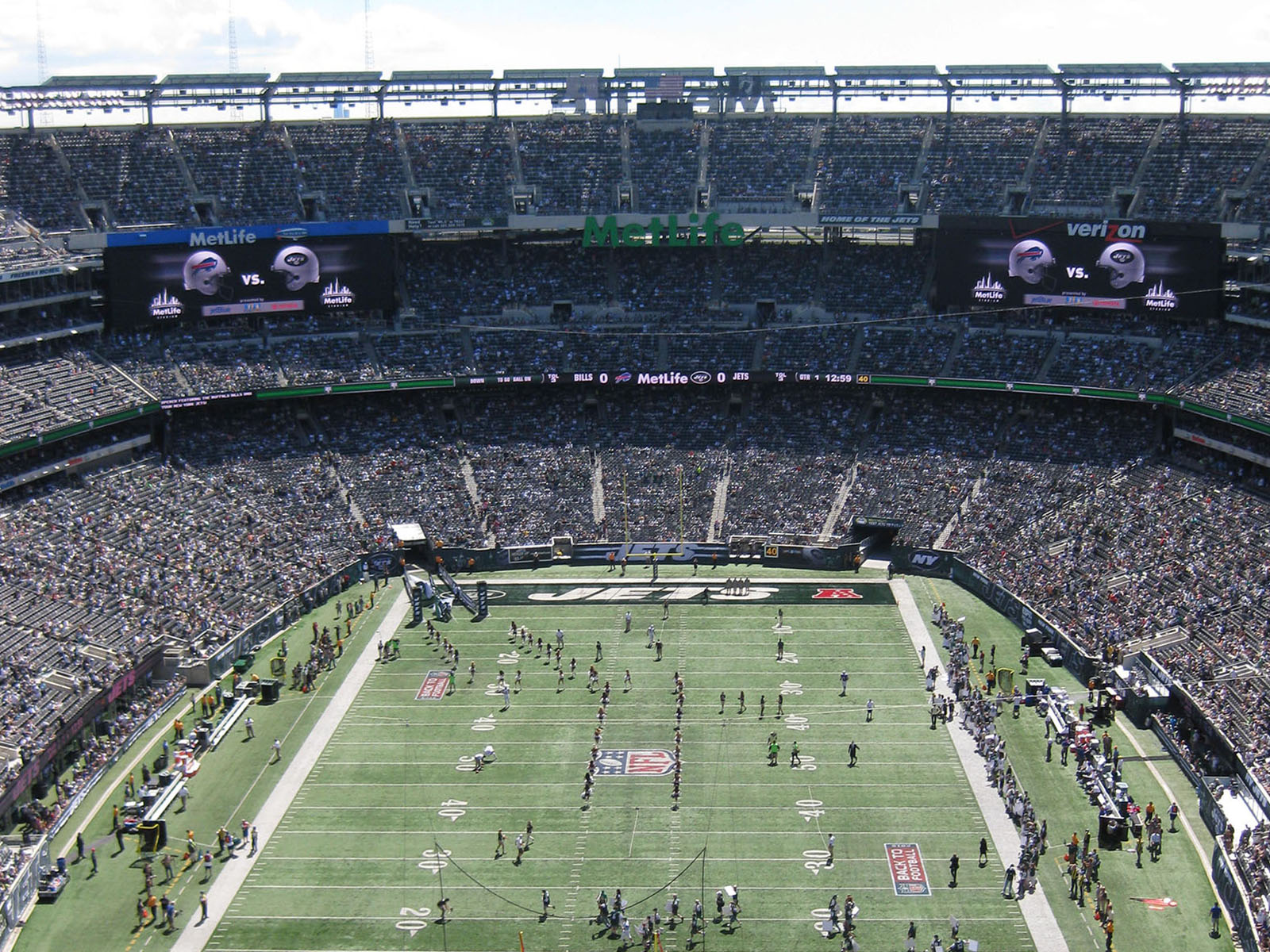 View of the field at MetLife Stadium in East Rutherford, New Jersey, during a New York Jets football game