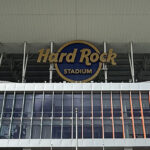 Exterior signage at Hard Rock Stadium in Miami Gardens, Florida