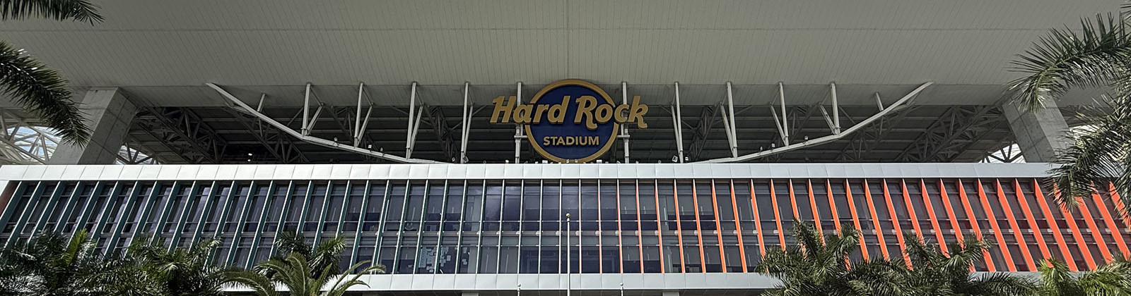 Exterior signage at Hard Rock Stadium in Miami Gardens, Florida