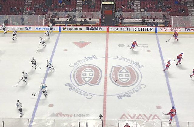 Panoramic view of the rink at Bell Centre in Montreal, Quebec