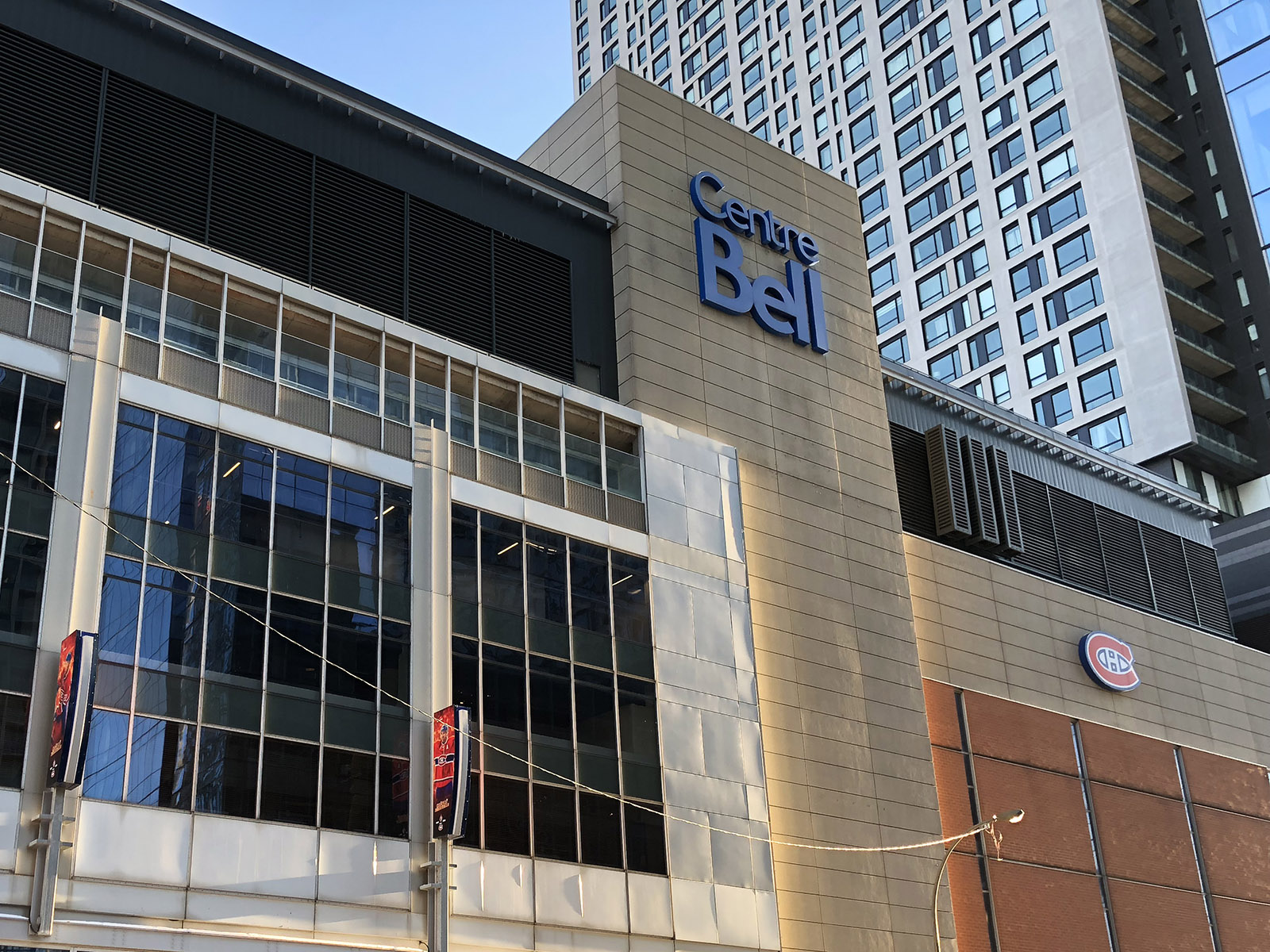 Exterior signage at Bell Centre in Montreal, Quebec