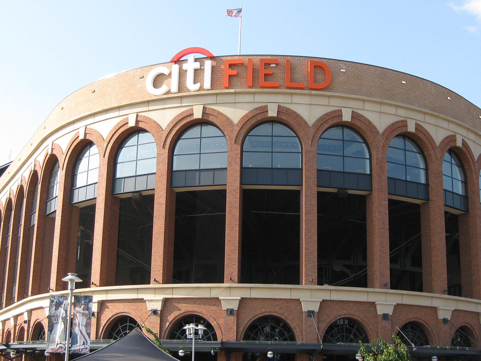 Signage above the home plate gate at Citi Field in Flushing, New York
