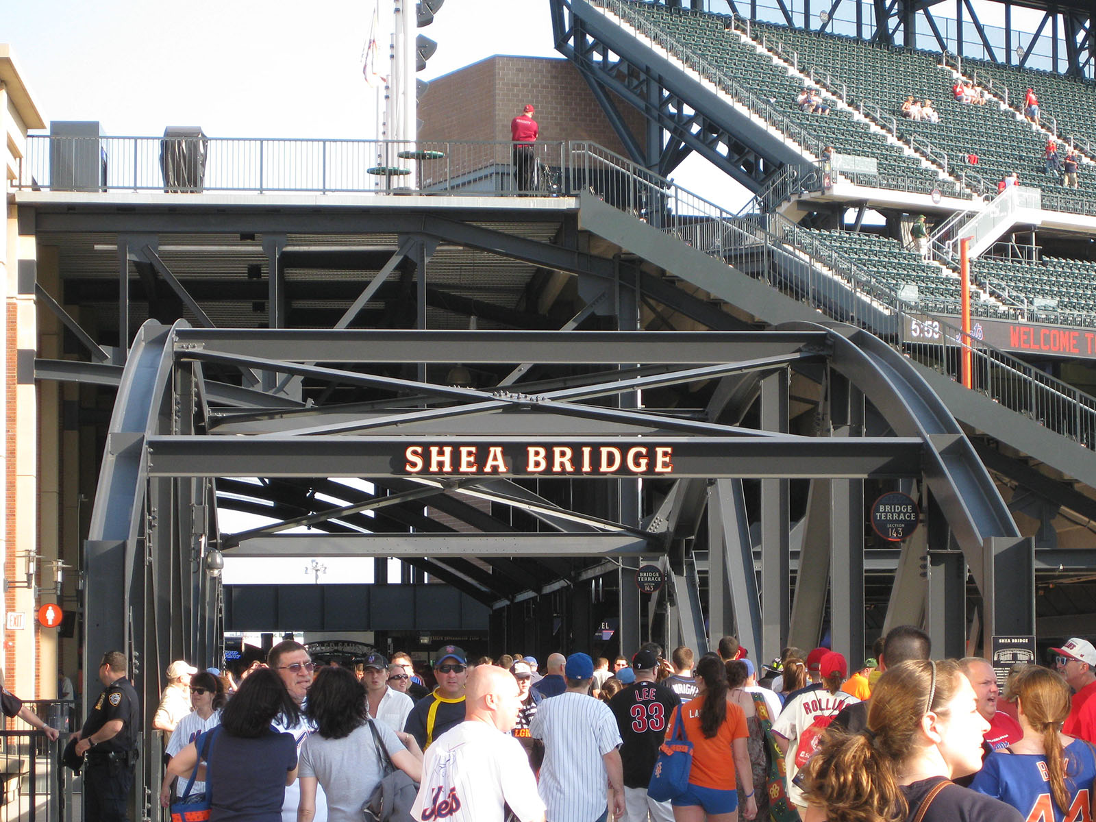 The Shea Bridge, an homage to the Mets' former stadium, spans part of the concourse at Citi Field in Flushing, New York