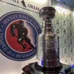 The Stanley Cup on display at the Great Hall in the Hockey Hall of Fame in Toronto, Canada