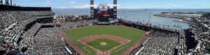 Panoramic view of Oracle Park during a San Francisco Giants game