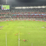 Panoramic view of the field at the Melbourne Cricket Ground during an Australian Football League match