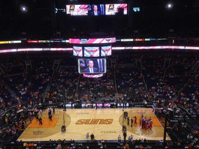 View of the court during a Phoenix Suns game at US Airways Center, now known as Mortgage Matchup Center