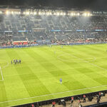 Panoramic view of the pitch at the Parc des Princes stadium during a Paris Saint-Germain match