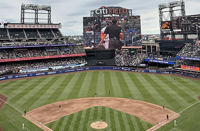 Panoramic view of the seating bowl at Citi Field in Flushing, New York, during a Mets baseball game