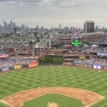 Panoramic view of Citizens Bank Park in Philadelphia, Pennsylvania during a Phillies baseball game
