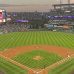 Panoramic view of Coors Field in Denver from behind home plate