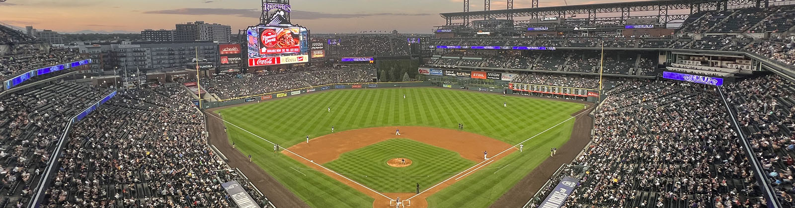 Panoramic view of Coors Field in Denver from behind home plate