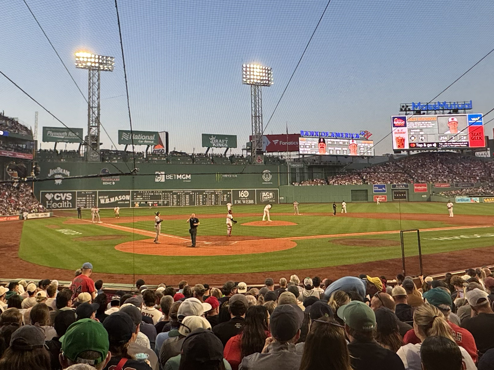 View from the seats behind home plate at Fenway Park in Boston, Massachusetts